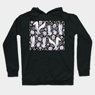 Alebrije Rabbits-Pastels On Black & White Hoodie